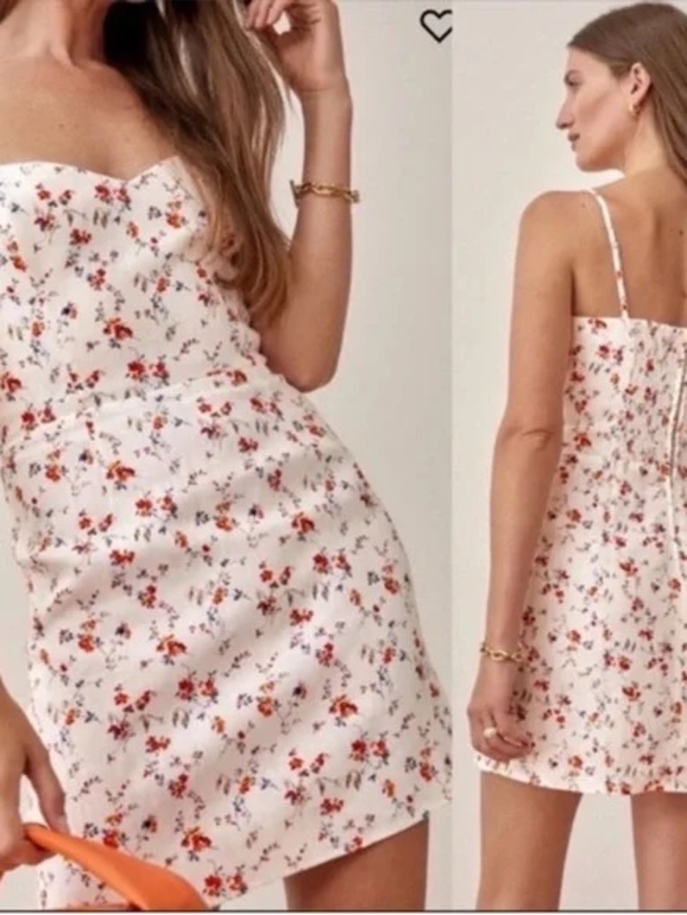 Reformation White Floral Mini Dress with Red and Blue Accents - Picture 7 of 7